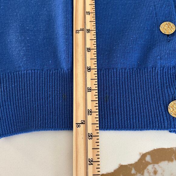 Vintage Burberrys Cardigan Button Down 100% Wool Blue SZL Old Money Classic - Picture 10 of 11